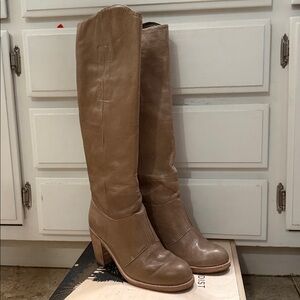 Dolce Vita Taupe Leather Heeled Boots